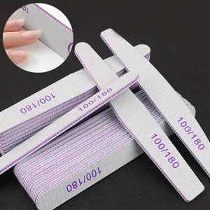 Nail File 180 Custom Logo 100/180/240 Printed Half Moon Foam Nail Files Professional Sponge Polishing Nail Buffer Block Nail File