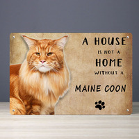Une maison n'est pas un foyer sans un chat - Plaque métallique décorative pour la maison, la animalerie, décoration murale, peinture artistique en métal, affiche en étain 20x30CM
