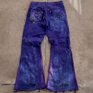 Pantalones Vaqueros de Mezclilla para Hombre, 100% Algodón, Lavado a la Piedra, Estilo Hip Hop, Sólidos, Desgastados, con Cristales, Diseño Casual de Calle para Otoño - Product Image 4