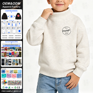 OEM Wholesale Mockneck Loose Fit Jumper <b>Top</b> Custom Applique Embroidered Logo Oversized Custom <b>Mock</b> <b>Neck</b> Sweatshirts For Kids - Product Image 1