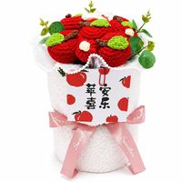 Gebreide garenbloememmerboeket Gehaakt kunstbloemenornament Simulatie fruitbloemarrangement voor festivalcadeau