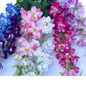 Fleurs artificielles en soie mélangée Delphinium, faites à la main, décoration intérieure pastorale - Product Image 1