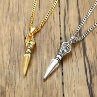 Collier pendentif flèche orthodoxe punk pour homme, en acier inoxydable plaqué or 14 carats, chaîne à maillons, bijoux, anniversaire, vente en gros