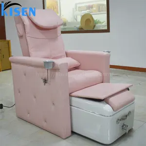 Foshan Kisen Factory Luxury Pink Reclining Massage Manicure Foot Spa Luxury Pedicure Chair For Nail Spa Salon