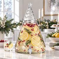 Dispenser per Bevande in Vetro a Forma di Albero di Natale da 1 Gallone con Rubinetto, Contenitore per Succhi per Feste Natalizie