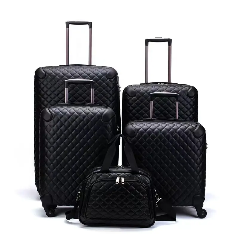Custom Unisex PU Leather 3-Piece Travel Trolley Bag Spinner Luggage Set Suitcases
