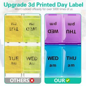 Caja de Almacenamiento Semanal para Pastillas, 2 Piezas, Organizador de Plástico, 7 Días, AM/PM, Estuche Extraíble para Medicamentos - Product Image 6
