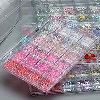 Kit de 24 grilles de breloques 3D mixtes pour ongles, décorations multi-styles en résine (nœuds, fleurs, fraises, ours, papillons), strass, perles et métal