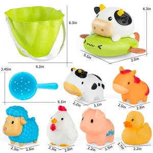 9PCS Wholesale Multi Cute Baby's Bath Supplies Cheap Plastic Wind Up Kids Animal Water Spray Bath Water Toy For Kids