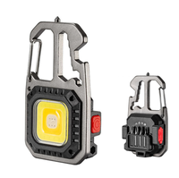 Lampu Gantungan Kunci Tipe C dengan Pembuka Botol, Lampu Darurat Multifungsi, Senter LED COB Mini dengan Obeng