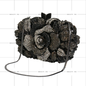 กระเป๋าคริสตัลรูปดอกกุหลาบกระเป๋าคลัทช์ตอนเย็นประดับพลอยเทียมเป็นประกายสำหรับผู้หญิงกระเป๋าถืองานเลี้ยงค็อกเทลงานแต่งงาน - Product Image 2