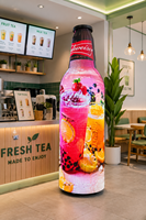 Écrans d'affichage LED flexibles sur pied P2 en forme de bière avec panneau publicitaire vidéo couleur pour les salons de thé au lait