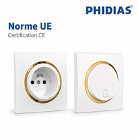 Prise murale en laiton de qualité supérieure avec bordure dorée, 80 mm, norme européenne CE pour 250 V, blanche, 10 A/16 A, utilisation pour la rénovation de villas
