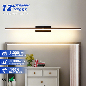 Applique murale LED noire moderne en alliage d'aluminium, rectangulaire, à montage en surface, 3500K blanc chaud, pour salle de bain, design minimaliste - Product Image 1