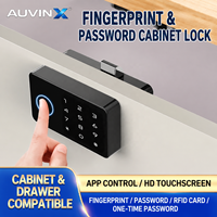 Serrure Intelligente Auvinx pour Armoire et Tiroir, Verrou Numérique Tuya BT avec Empreinte Digitale, Mot de Passe et Carte pour Maison et Bureau