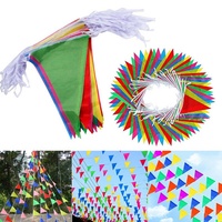 Haute Qualité Personnalisé Célébration Festival Décoration Pleine Couleur Polyester Tissu Triangle Fanions Bannière Pleine Couleur Bunting Drapeau