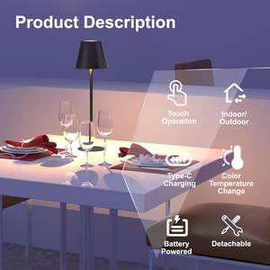 Wholesale Cordless Table Lamp Portable <b>LED</b> Desk 5000mAh <b>Battery</b> <b>Operated</b> 3Color Stepless Dimming up for Restaurant Bedroom Bars - Product Image 6