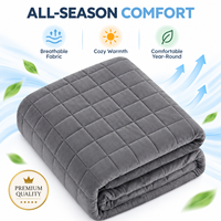 Couverture lestée anti-acariens confortable avec rembourrage en billes de verre, couverture matelassée en coton et fibre de bambou pour les voyages et la maison