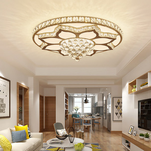 Luz de cristal circular europea <span class=keywords><strong>con</strong></span> diseño de loto, lámpara de techo para habitación, dormitorio, lámpara <span class=keywords><strong>Led</strong></span> regulable, luz de techo - Product Image 5