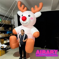 Renne géant gonflable avec lumière LED intégrée, marionnette gonflable de renne de Noël 2026 pour adulte