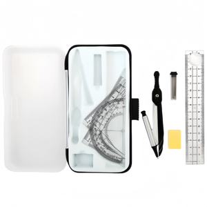 Juego de geometría, brújula para estudiantes, transportador de matemáticas de escuela <span class=keywords><strong>primaria</strong></span>, juego de aprendizaje, herramientas de dibujo de matemáticas, juego de reglas, logotipo personalizado de calidad - Product Image 4