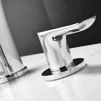 Robinet de lavabo 3 pièces chromé, en laiton massif, mitigeur chaud/froid à 2 poignées, style colonne romaine pour meuble de salle de bain moderne