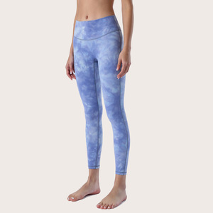 Mallas personalizadas para mujer, entrenamiento al aire libre, Yoga, deporte, suave, Control de barriga, alta elasticidad, levantamiento de glúteos, Tie Dye, mallas de Yoga de cintura alta - Product Image 4