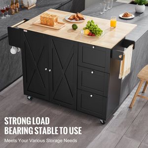 <b>Rolling</b> Storage <b>Kitchen</b> <b>Island</b> Cart with Drawer & Shelves Wheel-Based Cabinet for Efficient <b>Kitchen</b> Organization - Product Image 5