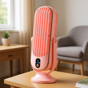 Ventilador de Mesa con Pantalla Digital, Sin Aspas, Motor DC de 6.9 Pulgadas, Refrigeración, Plástico Rosa, 25 W, con Temporizador, Cinco Velocidades - Product Image 2