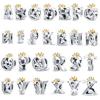 Breloque Lettre Originale Plaqué Argent Personnalisable DIY, Compatible Bracelet Pandora, Accessoire Bijou - Vente Flash