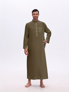 AL HARAMAIN <b>Men's</b> Arabic <b>Thobe</b> - Soft Long Sleeve Prayer Robe with Stand Collar, Loose Fit & Machine Washable - Product Image 2