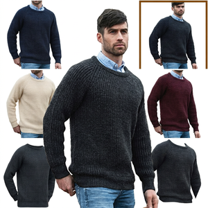 Classic Coarse Wool Full Sleeve <b>Cardigan</b> for <b>Men</b> Warm Knitted Crew Neck Ribbed Hem Custom Colors Everyday Casual Winter Style - Product Image 1
