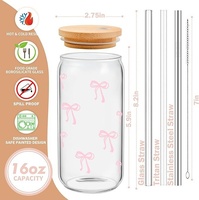 Gobelet à paille en verre borosilicate haute résistance, simple paroi, résistant aux hautes températures, design moderne, 16 oz, pour café glacé et smoothies, personnalisable