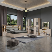 Nouvelle conception, ensemble complet de lits en bois, grand cadre en bois, ensemble de meubles de chambre à coucher modernes et économiques, taille king size