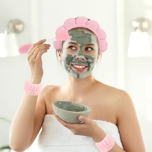 Kit per la cura della pelle 4 pz spazzola per mascherina fasce da polso spugnetta per il trucco Spa <span class=keywords><strong>Set</strong></span> di fasce per donne che lavano il viso - Product Image 4