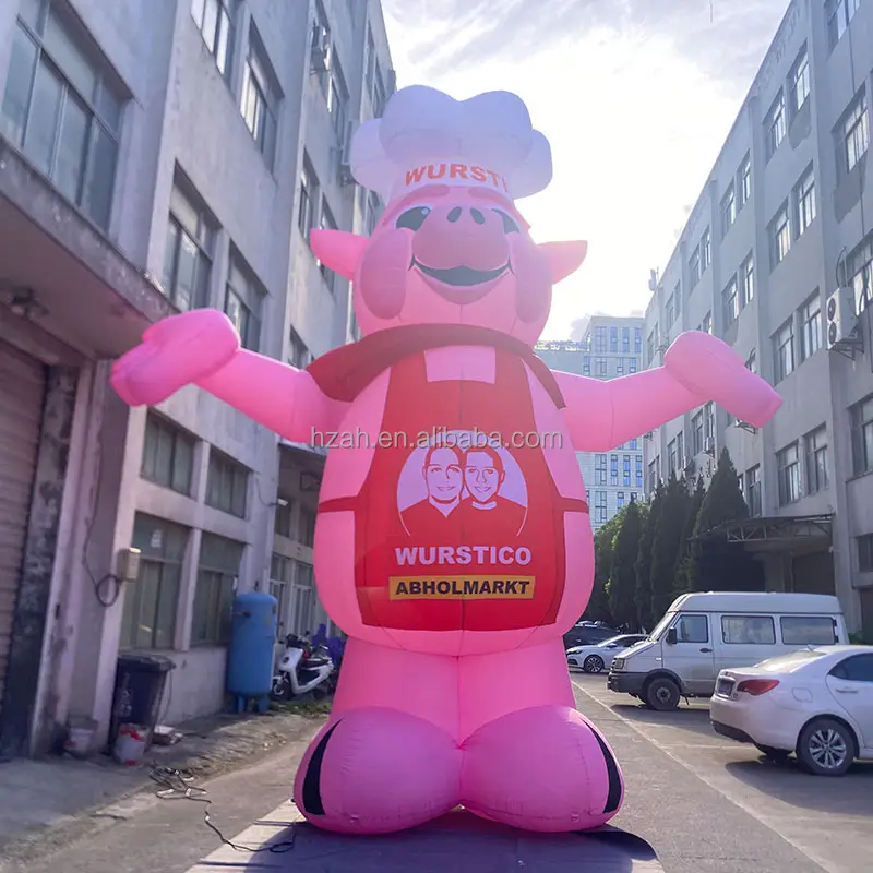 Giant Outdoor Advertising Inflatable Chef BBQ Pink Pig Cartoon for Event