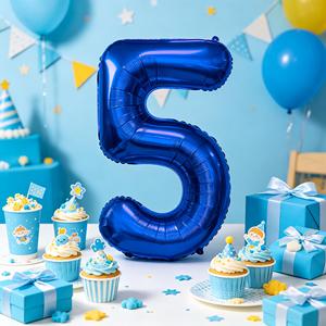Party Love High-quality party supplies and decorations Balloon Number 5 Blue Dark 1M Foil Mylar Party Decoration - Product Image 3