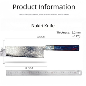 6.5 Inch Japanese Nakiri Vegetable <b>Knife</b> Ultra‑Sharp Damascus Pattern Blade Ergonomic Handle for Home Kitchen Cooking - Product Image 4