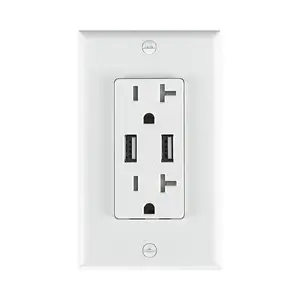 OSWELL 3Grace 15Amp & 20Amp USB Sockets Wall Outlet 2 Usb Chargers 4.2A USB Wall Outlet With Wallplate