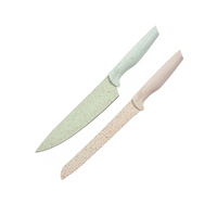 Ensemble de 6 couteaux de cuisine en acier inoxydable à lame peinte, accessoires de cuisine en paille de blé et en métal