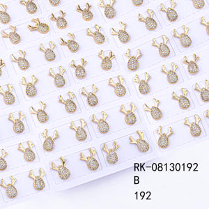 2022 venta al por mayor de moda pequeños pendientes de tuerca de diamantes de circón chapados en oro copo de nieve árbol arco joyería de moda para regalo de mujer - Product Image 4