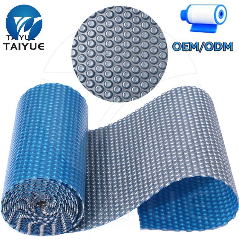 Blue silver round bubble pool cover