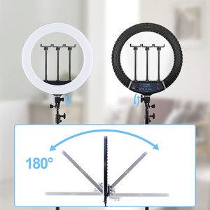 Anneau lumineux LED professionnel de 18 pouces <span class=keywords><strong>avec</strong></span> trépied, intensité réglable 3200K-5600K, éclairage photographique pour maquilleurs et diffusion en direct - Product Image 3