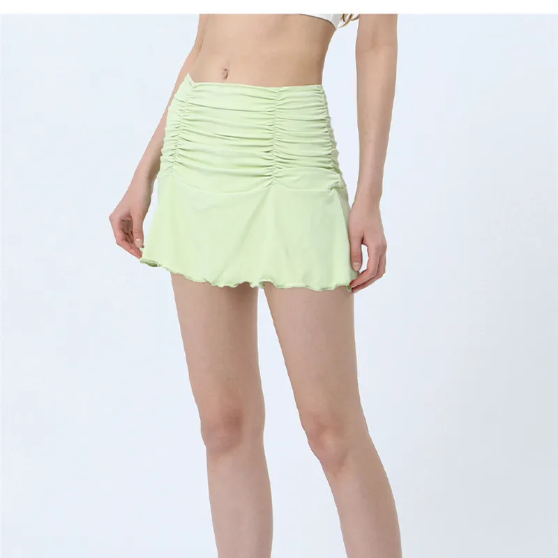 Aoyema New Design Pleated Design Women's Mini Tennis Skirts Sexy Yoga Sport Skorts With Shorts