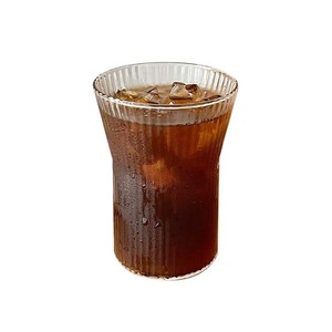 Taza de vidrio a rayas simples de 325ml, taza de bebida fría de jugo de leche con leche americana helada - Product Image 1