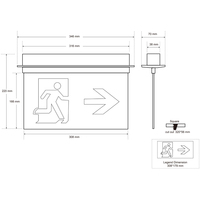Panneau de sortie de secours LED OEM CE 3H avec batterie de secours, SMD 2835, lampe de sécurité incendie pour bureaux commerciaux