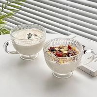 Mug en verre tournesol de 400 ml avec poignée pour petit-déjeuner, céréales, thé, café, sucre, gelée, motif floral