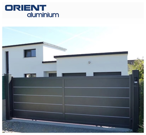 แบบรั้วโลหะ ประตูเลื่อนโค้ง ประตูเลื่อนอัตโนมัติพร้อมมอเตอร์ ประตูและ<span class=keywords><strong>รั้ว</strong></span>อลูมิเนียมสีดำ - Product Image 6