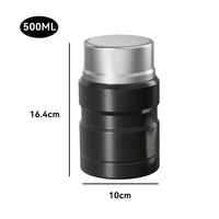 Tasse à ragoût en acier inoxydable de 500 ml/17 oz en gros, avec couvercle et cuillère, double paroi sous vide en acier 18/8, sans BPA, pour le bureau
