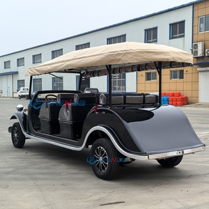 Carro Eléctrico de Lujo Vintage Negro de 3 Filas y 8 Asientos, Totalmente Metálico, con Toldo Impermeable para Bodas y Eventos en Resorts - ¡Venta Caliente! - Product Image 4